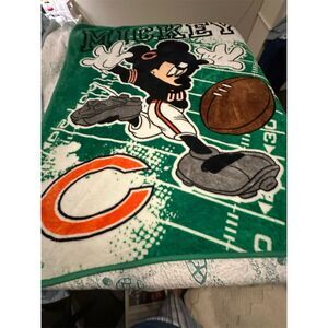 Vintage Chicago Bears Disney Mickey Mouse Fleece Blanket Green Football